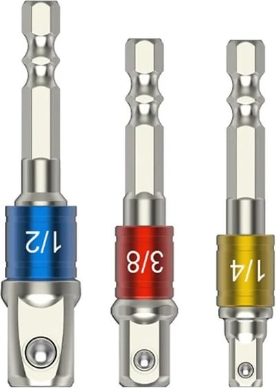 Dopsleutel Koppelstuk - Verlengstuk - Verlengstuk voor Moerdoppen - 3 stuks - Kleur Zeshoekige Schroef - Luchtschroevendraaier - Conversie Verlengstuk - 1/2 - 3/8 - 1/4 - Vierkante Kop - Socket - Schroevendraaier - Gereedschapsset