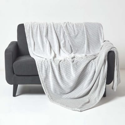Homescapes Mora fluwelen jacquarddeken - grijze sprei, 130 x 160 cm