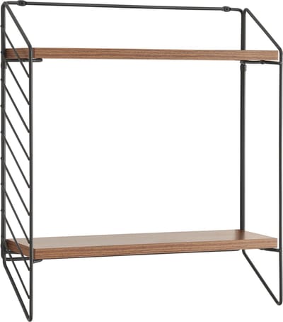 Wandrek Bømlo met 2 planken 47,5x42x14 cm zwart en walnootkleurig