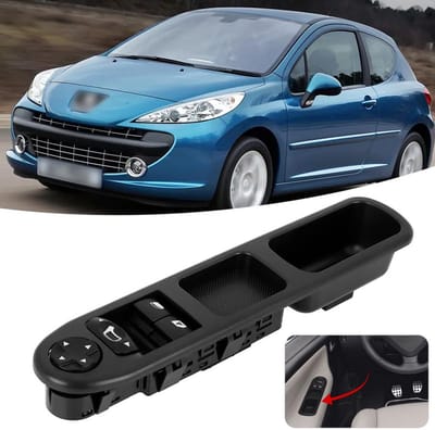 JeiibrZui " 1 Raambedieningsschakelaar Peugeot 207 CC, Elektrische ramen met Plug & Play, Raambedieningsschakelaar linkervoor CC voor 2006–2012"