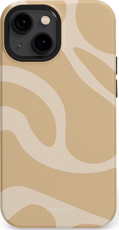 Casetastic hoesje geschikt voor Apple iPhone 13 mini - MagSafe - Dubbellaagse bescherming - Aesthetic Beige Wave Clean Girl - Fashion Case - Beige