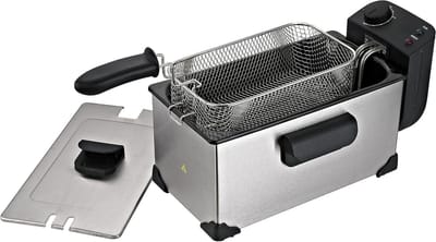 Oliefriteuse - Kleine friteuse - Lekker Frituren - Instelbare Temperatuur - 3 Liter - Zilverkleurig