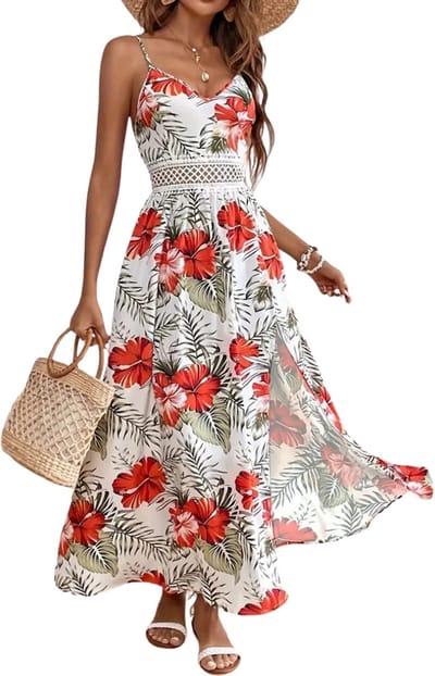 Livano Zomerjurk Dames - Zomerjurken - Volwassen - Jurk - Ibiza Stijl - Sundress - Rood - Maat S