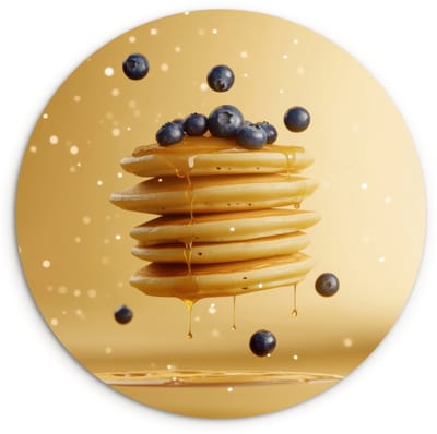 WallCircle® Wandcirkel 60x60 cm - Muurcirkel Pannenkoeken - Eten - Honing - Geel - Muurdecoratie woonkamer - Wanddecoratie keuken - Kamer decoratie accessoires - Ronde schilderijen