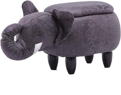 Ottoman Puff Kruk - Voetenbank Decoratie - Zitruimte Creëren - Unieke Olifantvorm - 66x34x39cm - Grijs