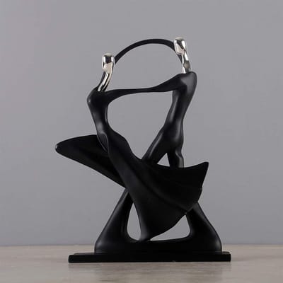 Koppel Decoratie - Hars Ornament - Abstracte Dansfiguren - Kantoor Dans Beeld - Rectangulaire Basis voor Woon- en Kantoordecoratie