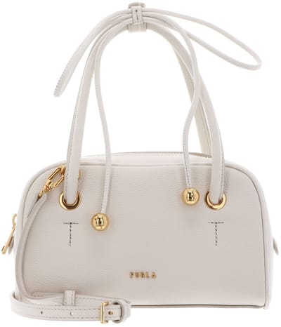 FURLA Leren handtas schoudertas Poppy Mini Dome Bag Panna crème