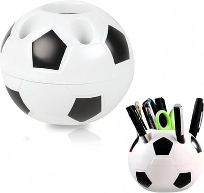 Pennenhouder Voetbal - Bureau organizer - Bureau organiseren - Voetbal design - 10x10x10 cm - Zwart wit