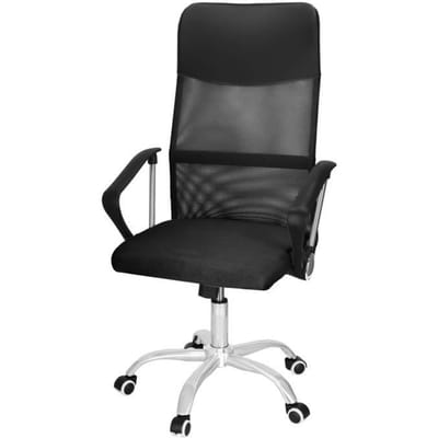 Springos Bureaustoel - Draaibaar - Metalen Onderstel - Kunststof - Eco-leer - Zwart - 120 kg