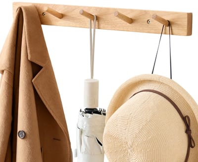 Kapstok Pekannoten houten kledinghaken, 50 cm kapstokhaak muur voor jassen, mantels, sjaals, handtassen, 5 haken, kapstok haaklijst hout voor slaapkamer