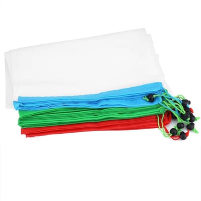 16 Pièces Sacs Filet Réutilisables Lavables pour Légumes Fruits Pochette de Rangement avec Fermeture Cordon Coulissant noir