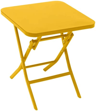 Hesperide Bijzettafel/tuin tafel Oase - metaal - geel - 40 x 40 x 45 cm - voor buiten - inklapbaar - Camping tafel