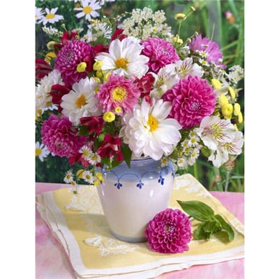 DIY 5D Diamond schilderij bloemen vaas diamant borduurwerk volledige ronde kruissteek 20X30CM pink