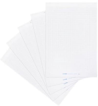 Flipchartpapier geruit voor efficiënt noteren - 20 vellen, 6 perforaties, 5 stuks