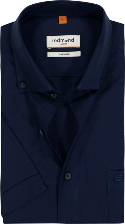 Redmond comfort fit overhemd - korte mouw - Oxford - donkerblauw