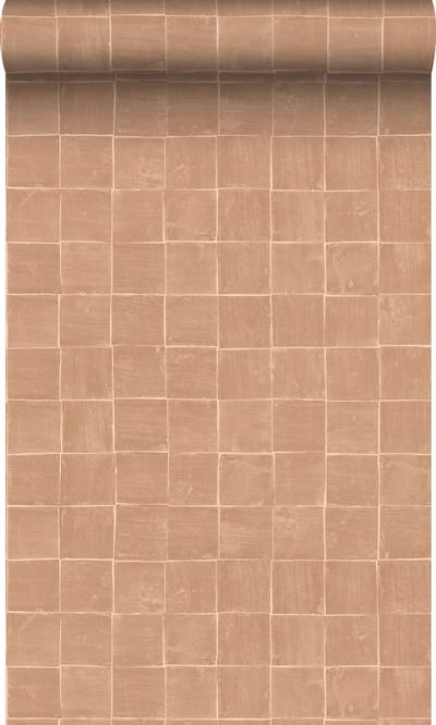 Origin Wallcoverings behang tegelmotief licht terracotta - 50 x 900 cm - 348048