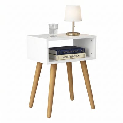 VCM Beistelltisch Nachttisch mit offenem Ablagefach, 45 x 30 x 56 cm, Holzoptik, modernes Retro-Design - Singol M