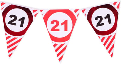 Vlaggenlijn ''21'' - 21 jaar - Slinger - 4 het moment! - 3 meter
