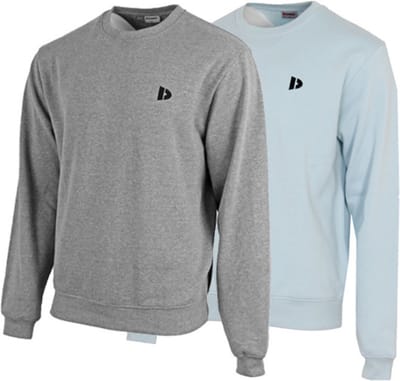 2-Pack Donnay - Fleece sweater ronde hals (Dean) - Sporttrui - Heren - Silver-marl/Light blue (496) - maat M