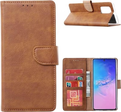Bookcase Geschikt voor: Samsung Galaxy Note 10 Lite - Lichtbruin - portemonnee hoesje