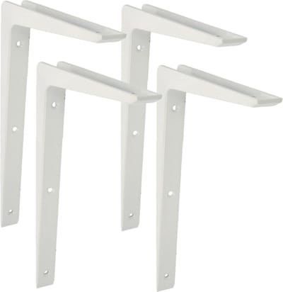 AMIG Plankdrager/planksteun - 4x - aluminium - gelakt wit - H250 x B200 mm - boekenplank steunen