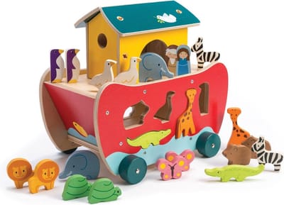 Houten Speelboot - Tenderleaf Toys - Fantasierijk spel - Religieus, Ark van Noach - FSC Hout - Vanaf 18 maanden
