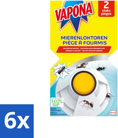 6 x Vapona - Mierenloktoren - 2 Mierenloktorens - Mieren Lokdoos - Mieren Bestrijding - Mierenplaag - Mierenwering - Mierenverdelging