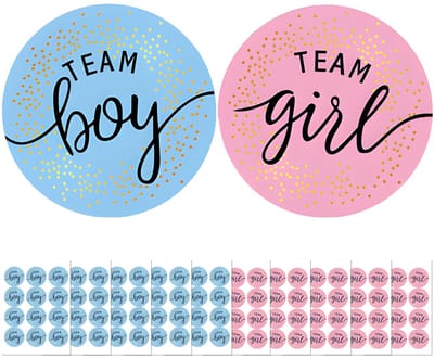 120 stuks baby shower stickers etiketten, gender reveal party decoraties, etiketten Team Boy Team Girl, stickers geslacht openbaring, blauwe en roze sterren party kit openbaring geslacht kind