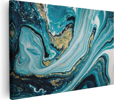 Artaza Canvas Schilderij Abstract - 90x60 cm - Wanddecoratie Marmer Goud - Muurdecoratie Woonkamer - Schilderijen Op Canvas
