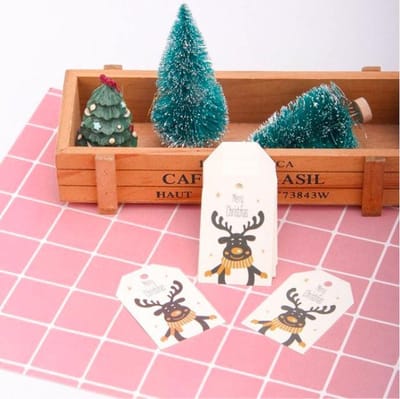 ProductGoods - 50 Luxe Kleine Kerst En Nieuwjaar Kaarten - Thema Rendier - Kerst Decoratie - Vrolijke Kerstkaarten