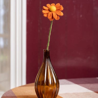 Wolvilt Herfst Margrietje - Cognac&Groen - Fairtrade Homedeco - 38x8cm