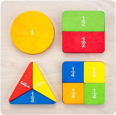 Geometric 30 x 30 cm sorter fractions rubber wood plate