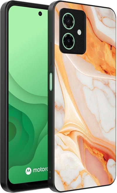 Smartphonica Telefoonhoesje Geschikt voor Motorola Moto G54 met marmer opdruk - TPU backcover case marble design - Oranje geschikt voor Motorola Moto G54