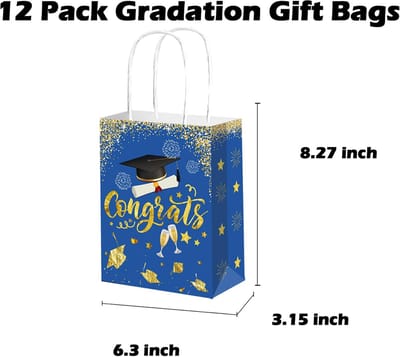 Dailygoods- Afgiftetassen 12 Stuks - Afstudeergeschenkzakken - Handvatten - Feestgeschenken - Kleine 6,3x3,1x8,25 inch - Ceremonieel Thema - Geschenkzakjes