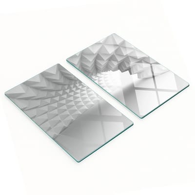 Set van twee glazen keukenplanken met abstracte tunnelvorm, 2x30x52 cm