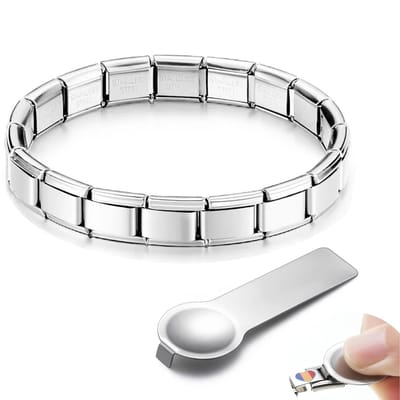 Quiges - 9mm -Schakel - armband - Zilveren Glimmend - Met openingsgereedschap - Geschikt voor - Bedel - SchakelBedel - italy bedels