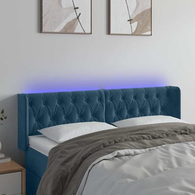 vidaXL - Hoofdbord - LED - 163x16x78/88 - cm - fluweel - donkerblauw