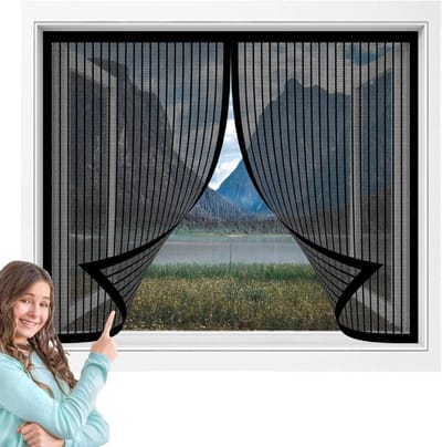 Horren voor Ramen - Muggenhor Raam - Insecten Buiten Houden - Zonder Boren Bevestigen - 109x231 cm - Zwart