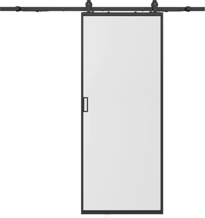 Vente-unique Schuifdeur met wandbevestiging - aluminium en gehard matglas - H205 x L73 cm - LINCI II