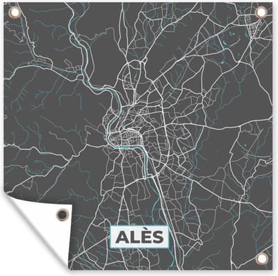 Tuin poster Alès - Frankrijk - Stadskaart - Kaart - Plattegrond - 200x200 cm - Tuindoek