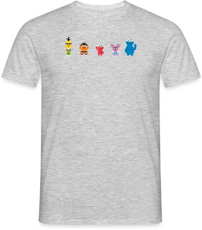 Sesamstraat Pixelontwerp Personages T-Shirt Heren