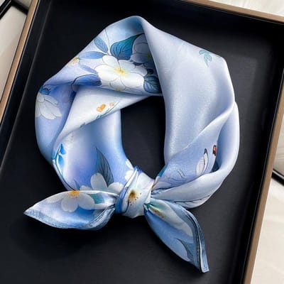 Natuurlijke Zijde Sjaal Dames Nek Vierkant Hoofdband Sjaals Bandana Mode Hijab Poncho Sjaals Pashmina Vrouwelijke Foulard 53Cm Real Silk 53x53cm white