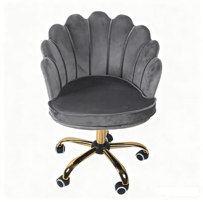 Velvet Schelp Bureaustoel Grijs met Goudkleurig onderstel | Russle