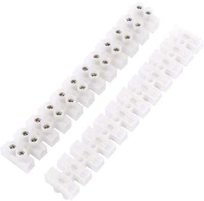Schroefklemmenblok - Klemstrip Aansluitblok - Elektrische Verbindingen - Verdeelbare Strips - 10 Stuks - Wit