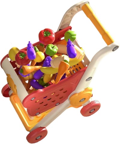 Kinder Winkelwagentje - Speelgoed Boodschappenwagen - Doen Alsof Spel - Inclusief Accessoires - 62 x 27 x 11 cm - Rood