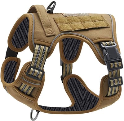 Hondentuigje - Tactisch tuigje - Reflecterend veiligheidsvest voor honden - Verstelbaar mesh-materiaal-Kaki, S