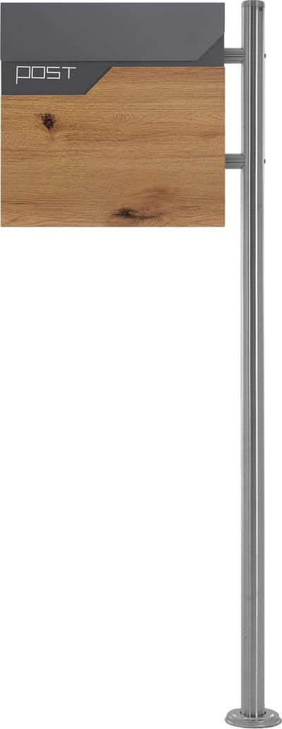 Brievenbus 37x36,5x11 cm antraciet/houtlook staal ML-Design