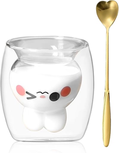 Dailygoods - Dubbelwandige koffieglazen, 2 stuks, dubbelwandige latte macchiato-glazen met 2 lepels, glazen bekers, cocktailglazen, beker, borrelglazen voor whisky, wodka, absint, 300 ml