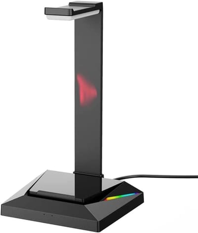 Hoofdtelefoonstandaard - Ophangrek - Bureau Organisatie - Geïntegreerde USB poorten - 26.7 cm - Zwart