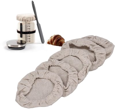 Dailygoods- Sourdough Starter Pot Cover - Herbruikbare Linnen Deksels - Fermentatie Controle - Ademend Materiaal - Elastische Band - Milieuvriendelijk - Fermentatiedeksel